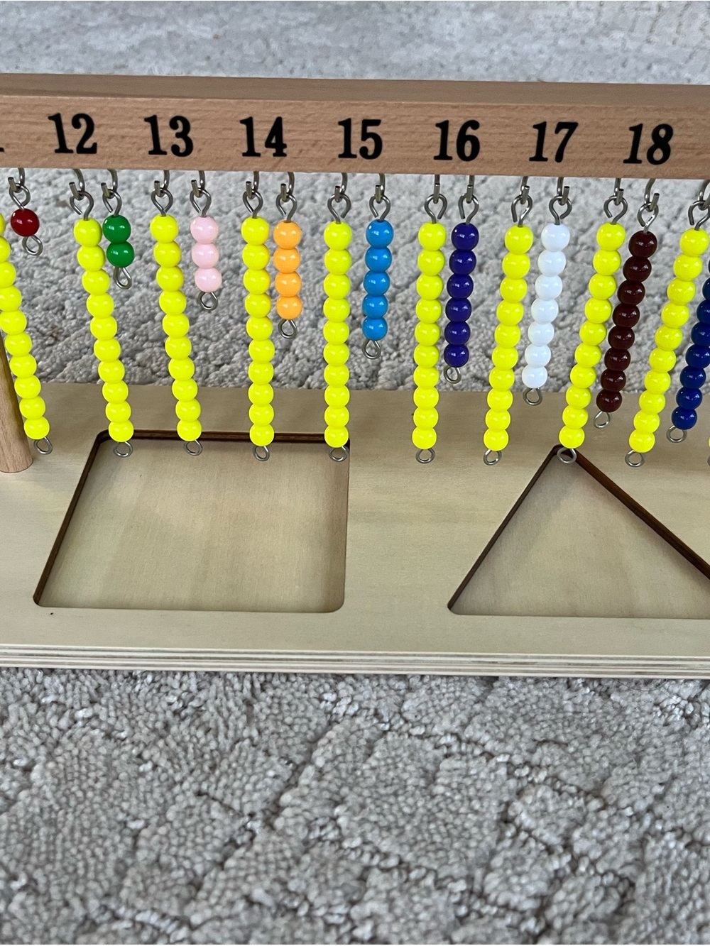 Wooden Montessori counting bead frame 1-20
